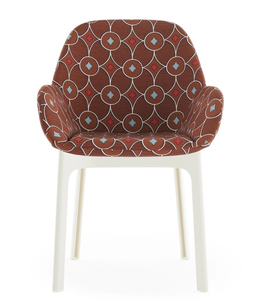 Scaun Kartell Clap design Patricia Urquiola  baza alb  tapiterie Rubelli Quatrefoil by Luke Edward Hall  Brown