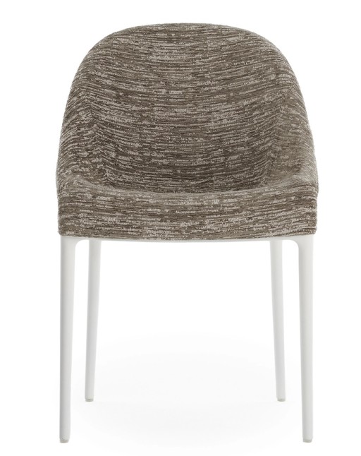 Scaun Kartell Eleganza Ela design Philippe Starck  cadru alb  tapiterie Melange Taupe