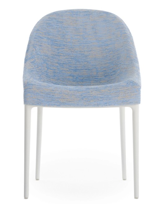 Scaun Kartell Eleganza Ela design Philippe Starck  cadru alb  tapiterie Melange Light Blue
