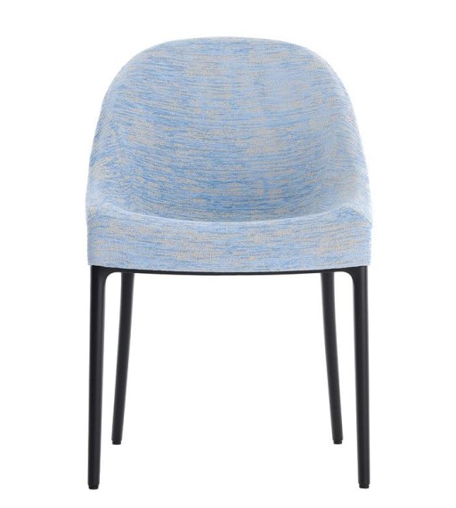 Scaun Kartell Eleganza Ela design Philippe Starck  cadru negru  tapiterie Melange Light Blue