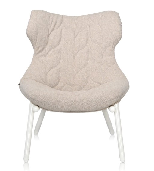 Fotoliu Kartell Foliage design Patricia Urquiola  cadru alb  perna Trevira Beige