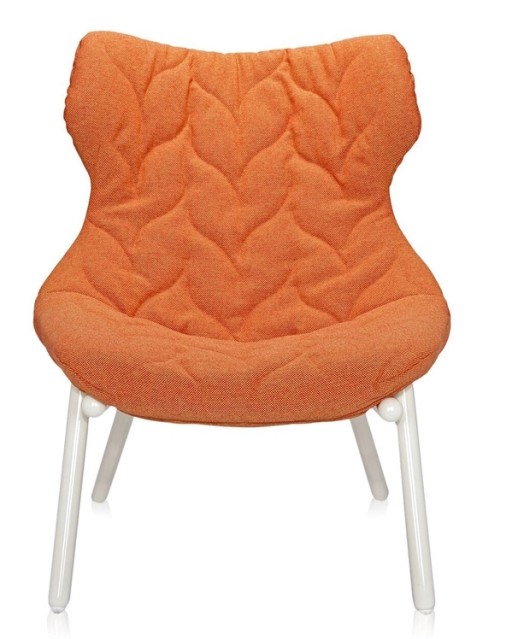Fotoliu Kartell Foliage design Patricia Urquiola  cadru alb  perna Trevira Orange