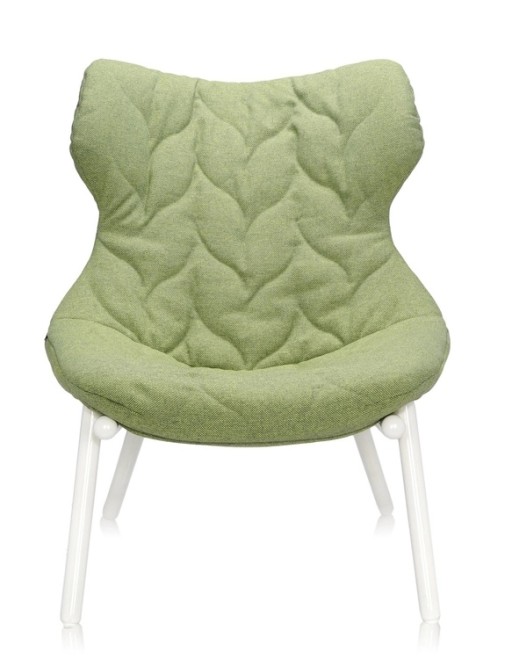 Fotoliu Kartell Foliage design Patricia Urquiola  cadru alb  perna Trevira Green