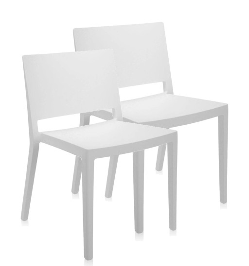 Set 2 scaune Kartell Lizz Mat design Piero Lissoni & Carlo Tamborini  alb