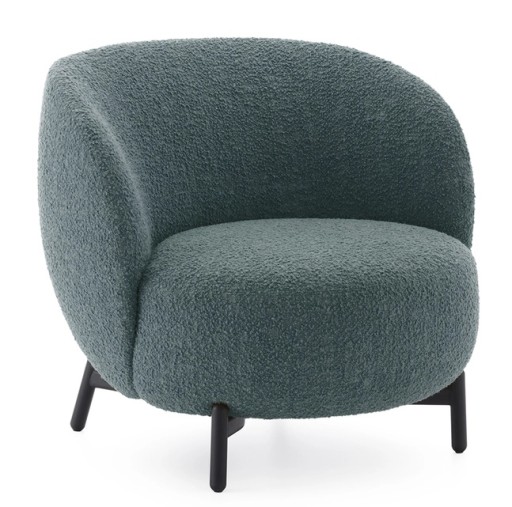Fotoliu Kartell Lunam design Patricia Urquiola  tapiterie Curly petrol