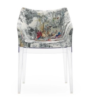 Scaun Kartell Madame design Philippe Starck  cadru transparent  tapiterie Rubeli Dejeuner
