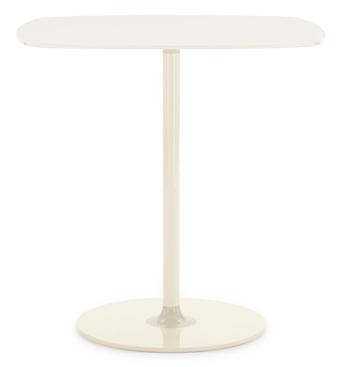 Masa Kartell Thierry Bistrot design Piero Lissoni  70x70x72cm  baza metal  blat sticla  bej-alb