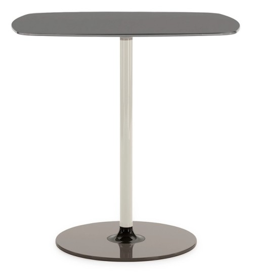 Masa Kartell Thierry Bistrot design Piero Lissoni  70x70x72cm  baza metal  blat sticla  gri