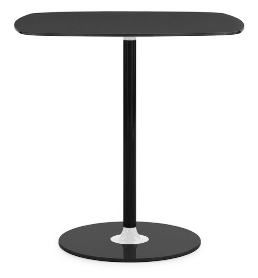 Masa Kartell Thierry Bistrot design Piero Lissoni  70x70x72cm  baza metal  blat sticla  negru