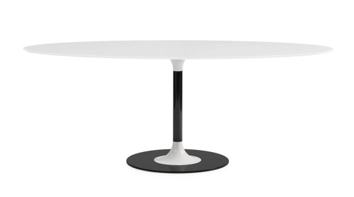 Masa Kartell Thierry XXL design Piero Lissoni  192x118x72cm  baza metal  blat sticla  bej-alb