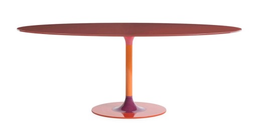 Masa Kartell Thierry XXL design Piero Lissoni  192x118x72cm  baza metal  blat sticla  bordeaux