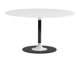 Masa Kartell Thierry XXL Round design Piero Lissoni  130x130x72cm  baza metal  blat sticla  bej-alb