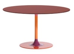 Masa Kartell Thierry XXL Round design Piero Lissoni  130x130x72cm  baza metal  blat sticla  bordeaux