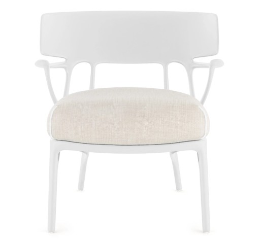 Fotoliu Kartell A.I. Lounge design Philippe Starck  cadru alb  perna Panamino Basic White