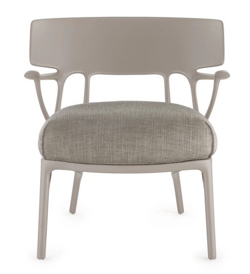 Fotoliu Kartell A.I. Lounge design Philippe Starck  cadru gri  perna Panamino Basic Grey