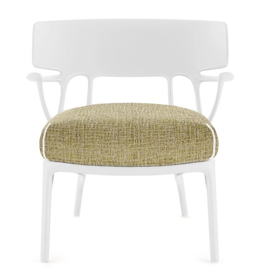 Fotoliu Kartell A.I. Lounge design Philippe Starck  cadru verde  perna Texture Yellow