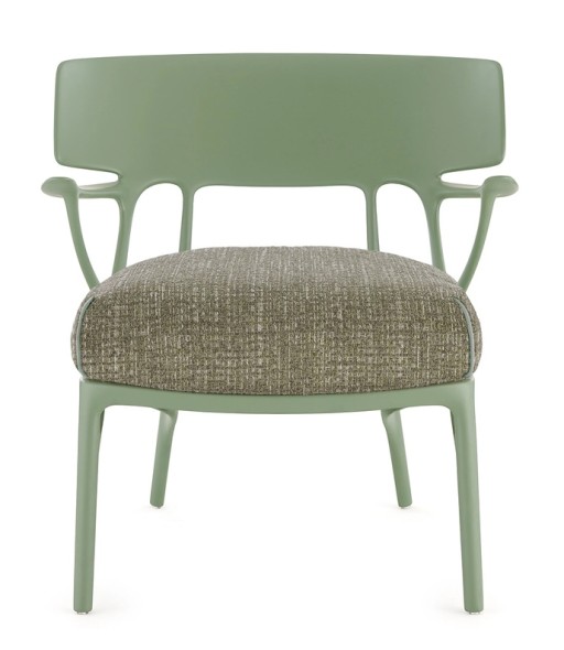 Fotoliu Kartell A.I. Lounge design Philippe Starck  cadru verde  perna Texture Grey