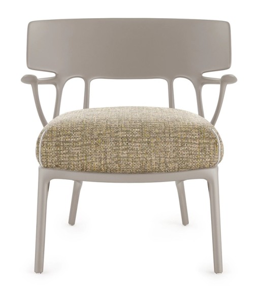 Fotoliu Kartell A.I. Lounge design Philippe Starck  cadru gri  perna Texture Hazelnut