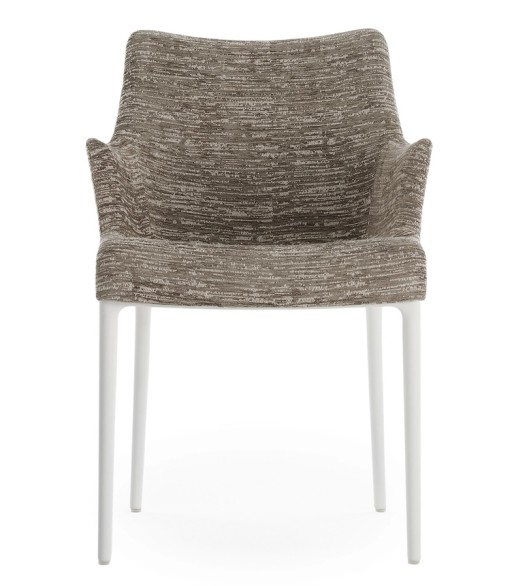 Scaun Kartell Eleganza Nia design Philippe Starck  cadru alb  tapiterie Melange Taupe