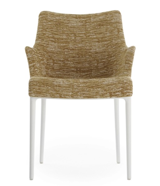 Scaun Kartell Eleganza Nia design Philippe Starck  cadru alb  tapiterie Melange Mustard