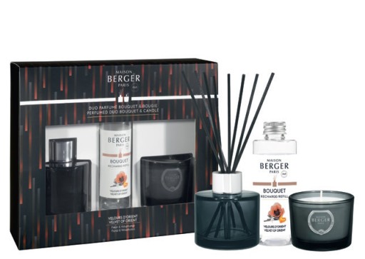 Set Maison Berger mini Duo Variation Gris cu difuzor parfum 80ml + lumanare parfumata 80g Velours d'Orient