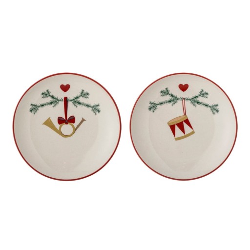 Farfurii crem 2 buc. pentru desert din gresie ø 16 cm cu model de Crăciun Yule – Bloomingville