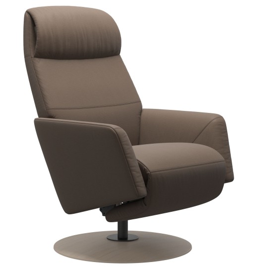 Fotoliu recliner Stressless Scott Power  telecomanda  baza Disc Oak Whitewash  tapiterie piele Batick - Mole