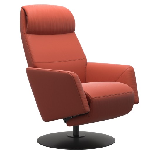 Fotoliu recliner Stressless Scott Power Heating&Massage  telecomanda  baza Disc Oak Black  tapiterie piele Batick - Henna