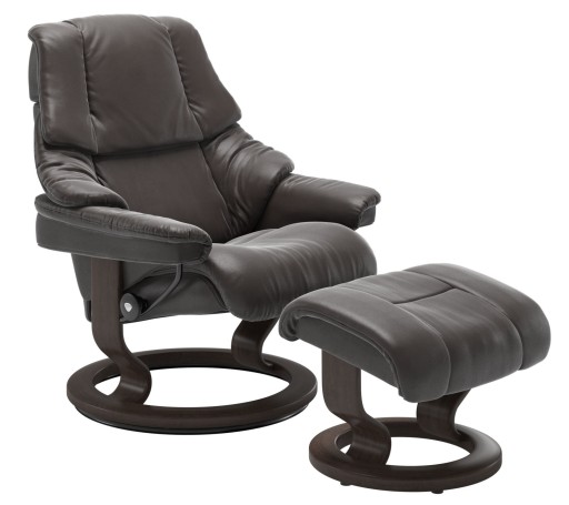 Fotoliu recliner cu taburet Stressless Reno M Classic  baza Wenge Stain  tapiterie piele Cori Brown