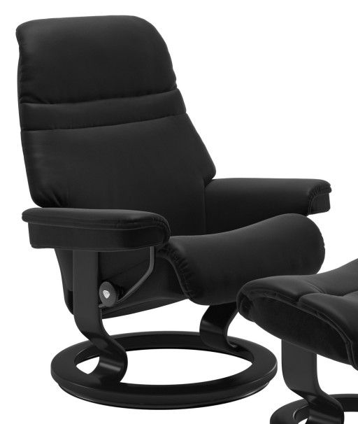Fotoliu recliner Stressless Sunrise M Classic  baza Black stain  tapiterie piele Paloma Black
