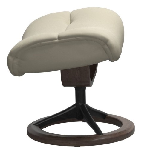 Taburet Stressless Sunrise M Signature  baza Matte Black - Wenge stain  tapiterie piele Paloma Light Grey
