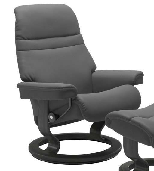 Fotoliu recliner Stressless Sunrise M Classic  baza Grey stain  tapiterie piele Batick Grey