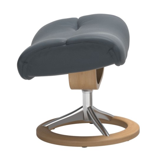 Taburet Stressless Sunrise M Signature  baza Polished - Oak stain  tapiterie piele Batick Atlantic Blue