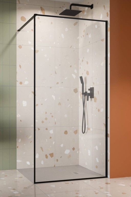 Cabina de dus tip Walk-in Radaway MODO F II Black 120 cm  profil negru mat