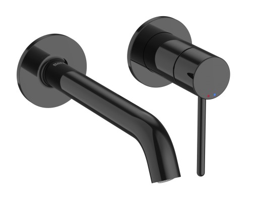Baterie lavoar Roca NU de perete din doua elemente  maneta pin  necesita corp incastrat  Titanium Black