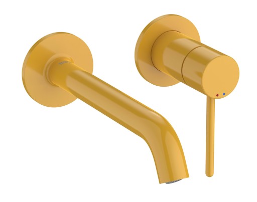 Baterie lavoar Roca NU de perete din doua elemente  maneta pin  necesita corp incastrat  Honey Yellow