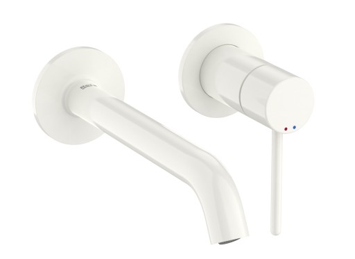 Baterie lavoar Roca NU de perete din doua elemente  maneta pin  necesita corp incastrat  Glossy White