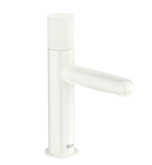 Baterie lavoar Roca NU S  Cold Start  fara ventil  maneta stripes  Glossy White