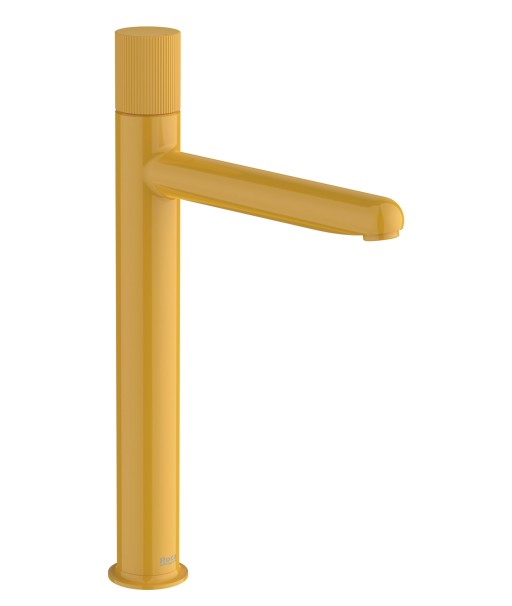 Baterie lavoar Roca NU XL  pentru lavoare tip bol  Cold Start  fara ventil  maneta stripes  Honey Yellow