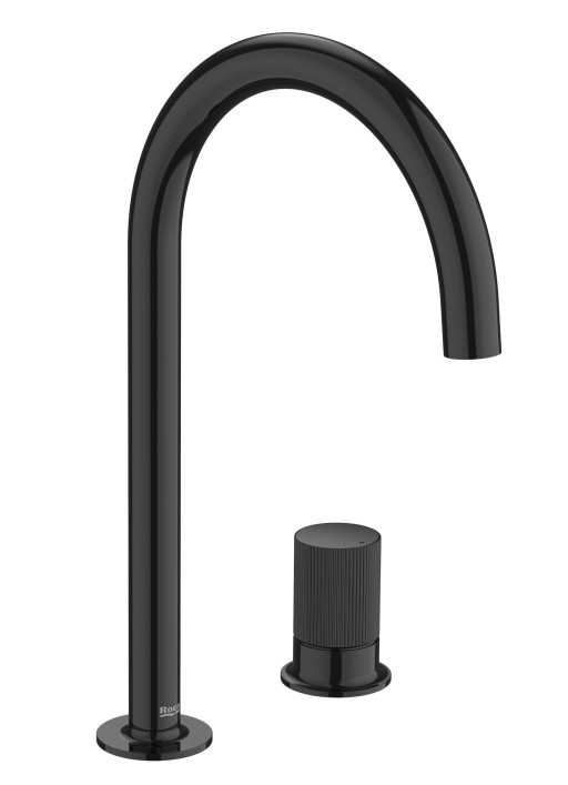 Baterie lavoar Roca NU L din doua elemente  fara ventil  maneta stripes  Titanium Black
