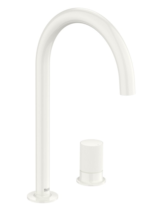 Baterie lavoar Roca NU L din doua elemente  fara ventil  maneta stripes  Glossy White