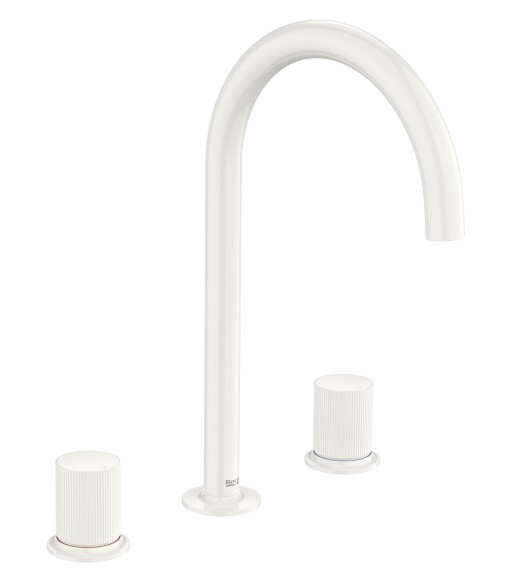 Baterie lavoar Roca NU L din trei elemente  fara ventil  maneta stripes  Glossy White