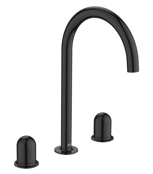 Baterie lavoar Roca NU L din trei elemente  fara ventil  maneta dome  Titanium Black