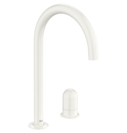 Baterie lavoar Roca NU L din doua elemente  fara ventil  maneta dome  Glossy White