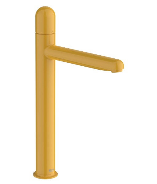 Baterie lavoar Roca NU XL  pentru lavoare tip bol  Cold Start  fara ventil  maneta dome  Honey Yellow