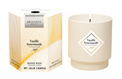 Lumanare parfumata My Jolie Candle Les Surprenantes Sweet Vanilla 180g + bratara argintie surpriza