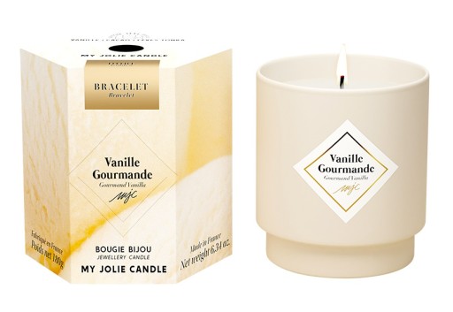 Lumanare parfumata My Jolie Candle Les Surprenantes Sweet Vanilla 180g + bratara aurie surpriza