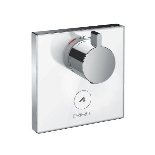 Termostat Hansgrohe ShowerSelect Glass HighFlow cu o functie si un consumator  montaj incastrat  necesita corp ingropat  alb-crom