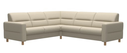 Canapea de colt Stressless Fiona  235x235cm  picioare lemn Oak stain  tapiterie piele Batick Cream
