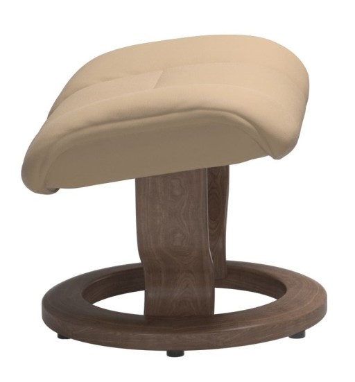 Taburet Stressless Ruby M Classic  baza Walnut stain  tapiterie piele Paloma Beige
